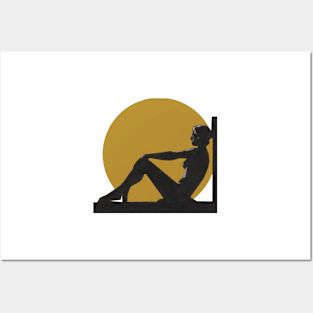 Art Deco relaxed lady silhouette. Posters and Art